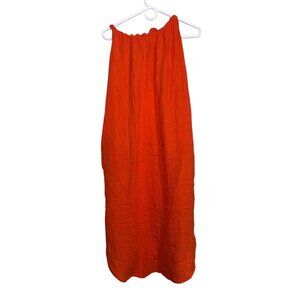 Old Navy Womens Orange Halter Dress M 100% Cotton Made In India